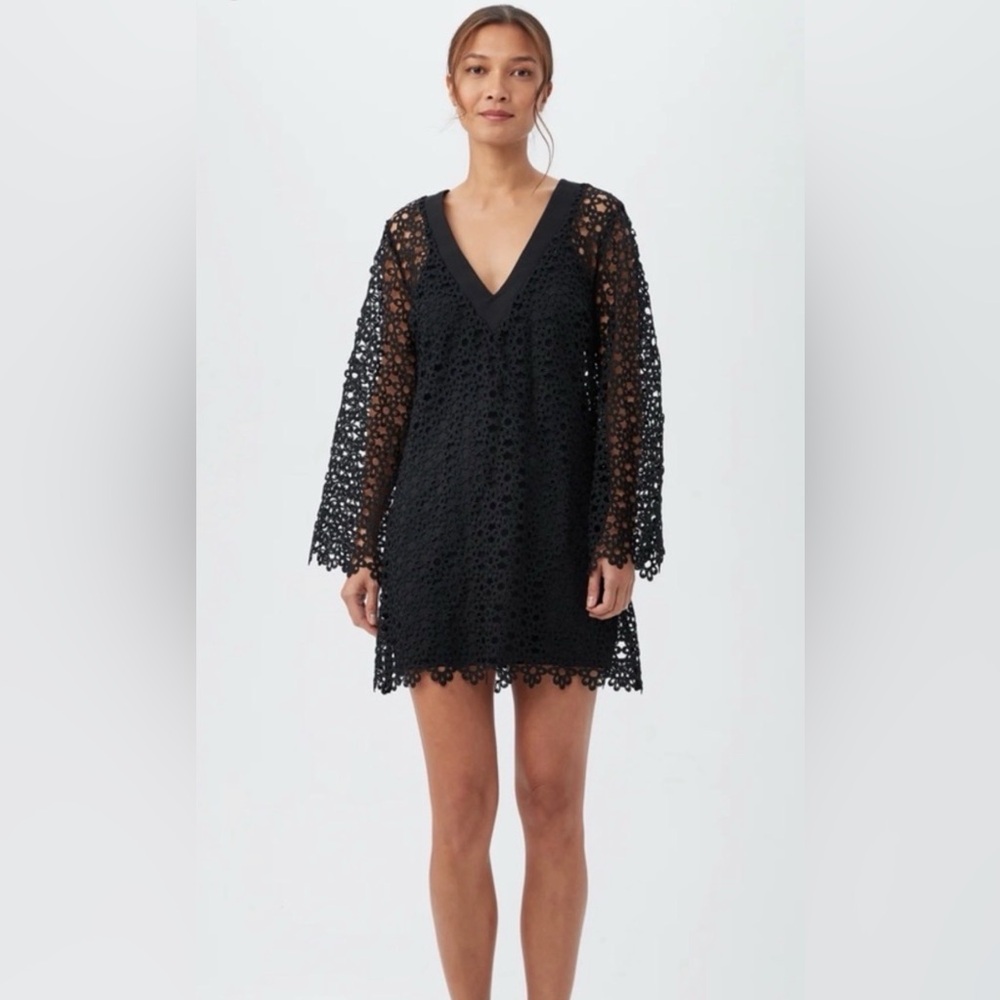 Trina Turk Black Lace Overlay Dress